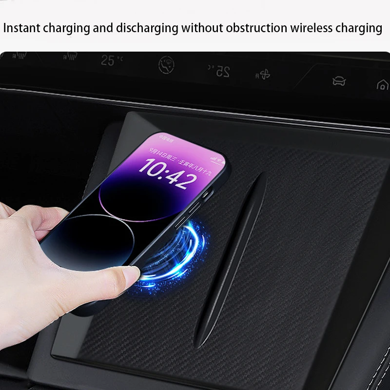 For Tesla Model 3 2024 Highland Wireless Charging Silicone Pad Model3 Center Control Storage Box Armrest Box Bottom Non-slip Mat