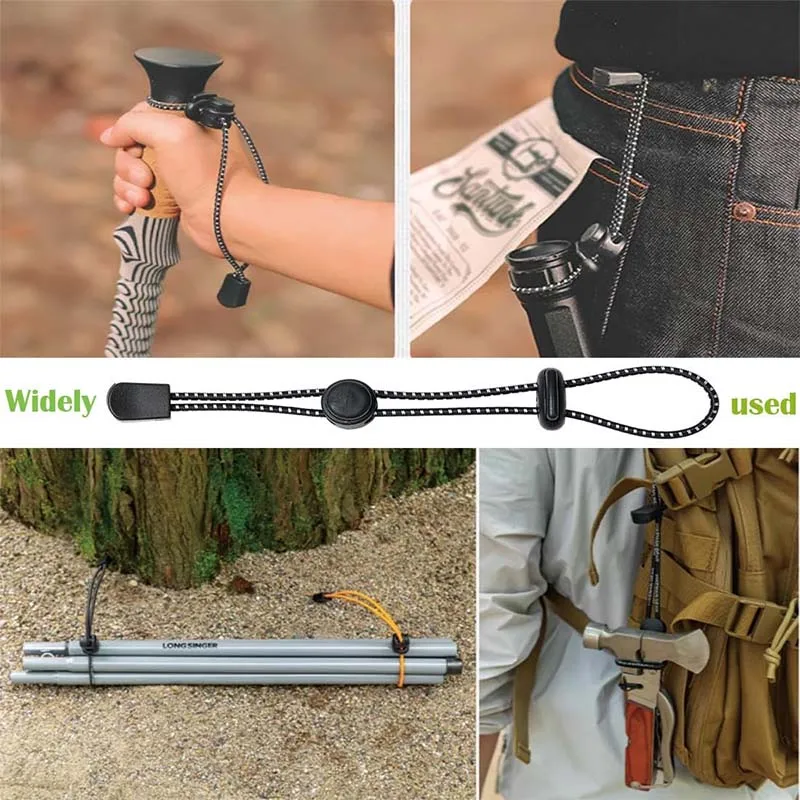 حبل مرن الحبال حبل تسلق عصا حامل المشي لمسافات طويلة الرحلات القطب على ظهره بنجي الأشرطة قابل للتعديل تثبيت مشبك للخارجية