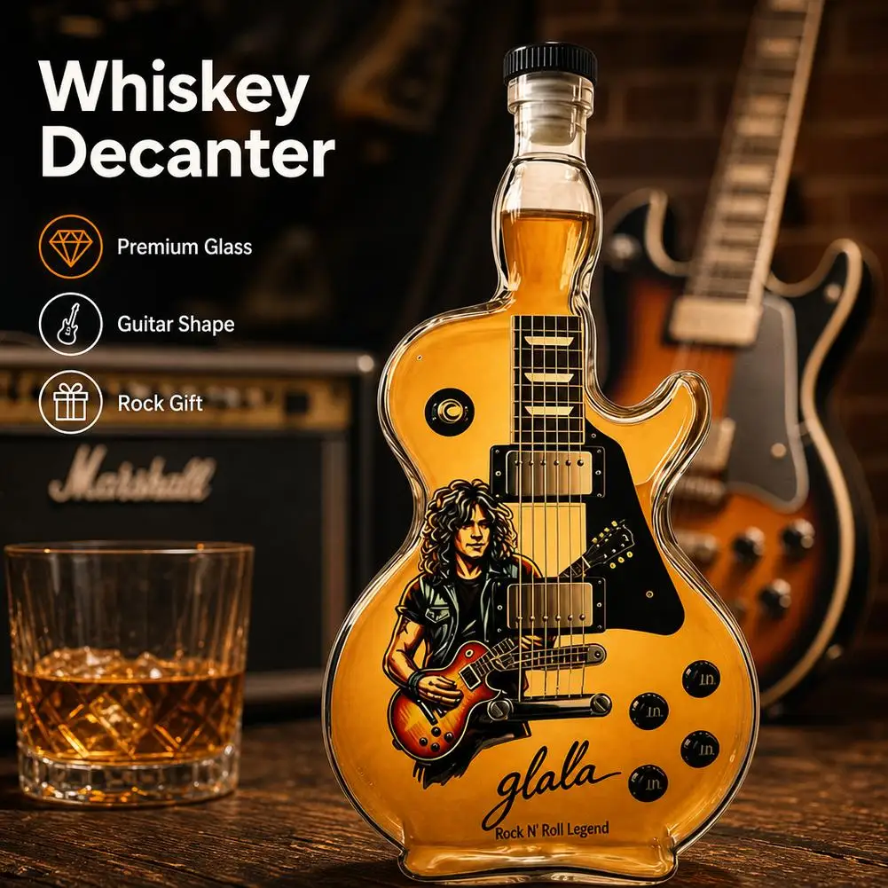 Rock Legend Tennessee Whiskey Electronic Guitar Shaped Glass Bottle for Alcohol Beverage Packaging