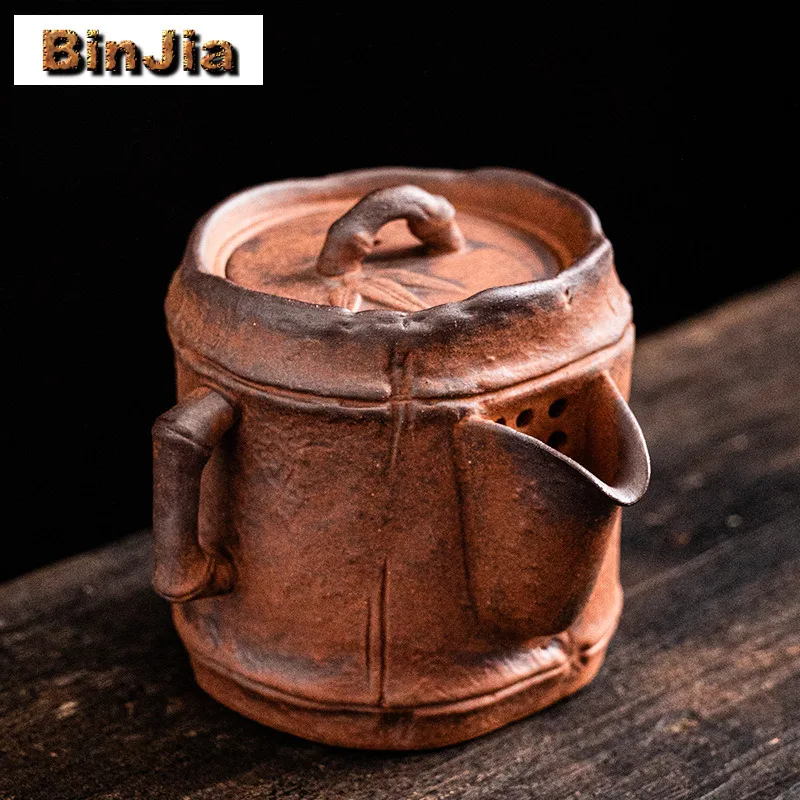 

125 мл грубая керамика, бамбуковый ритм, ручной чайник, винтажный чайник, горшок для заварки чая, чайник с фильтром, аксессуары для рукоделия