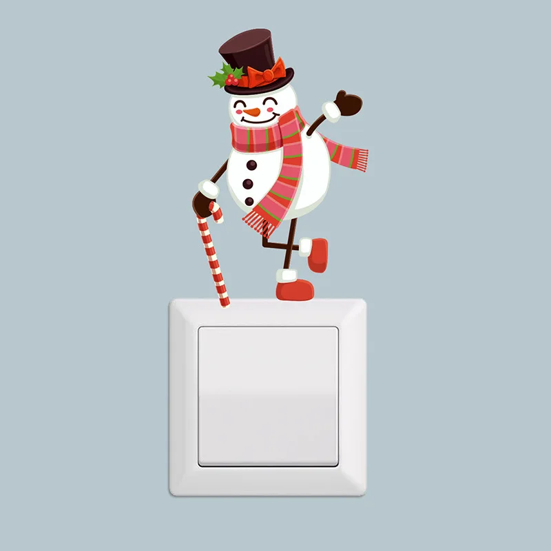 Christmas New Year Removable Wall Stickers Holiday Switch Decoration Wall Decals for Home Decor Craft Essential