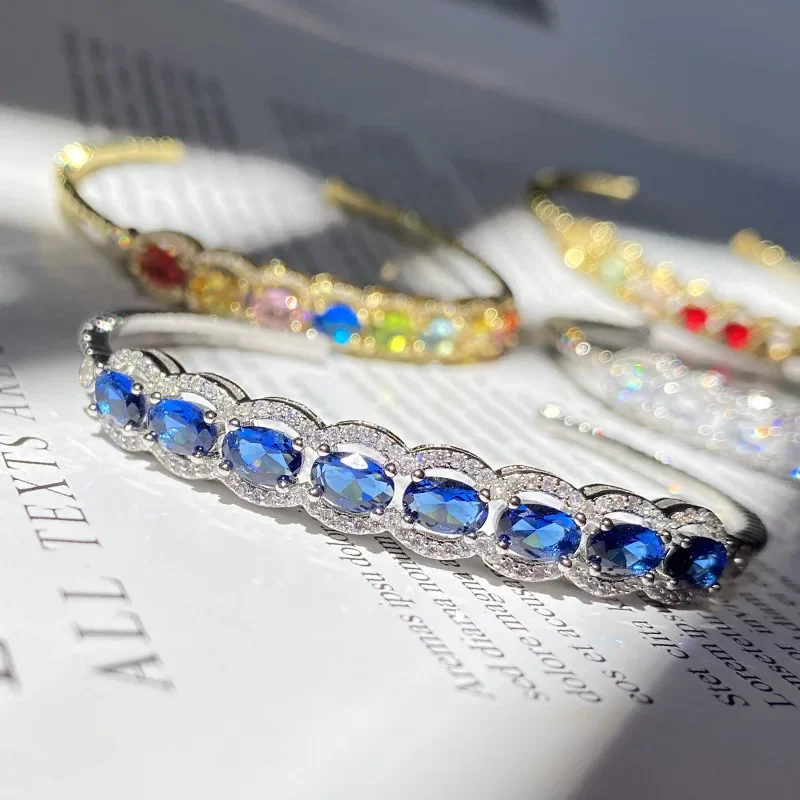 

MDLFES Moissan Diamond Style French rainbow with zirconia bracelet women Superior sense of light luxury fashion