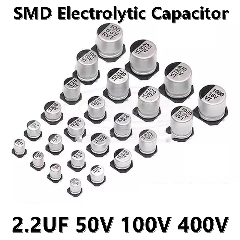 ตัวเก็บประจุด้วยไฟฟ้า2.2UF 50V 100V 400V 4*5.4มม. 5*5.4มม. 6.3*5.4มม. 8*10.5มม.