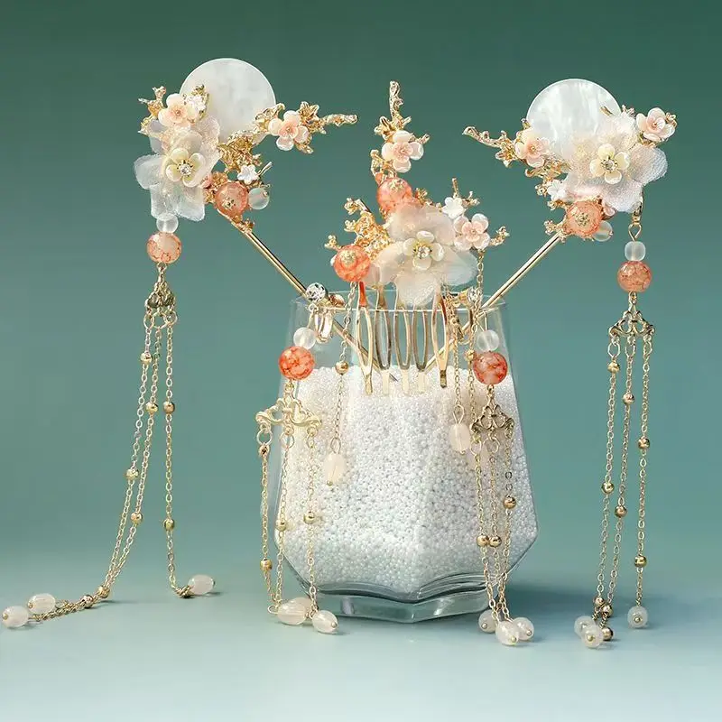 Vintage Chinese Traditional Tassel Flowers Handmade Hairpin Hair Sticks Hair Accessories Headwear for Hanfu Kimono COSPLAY