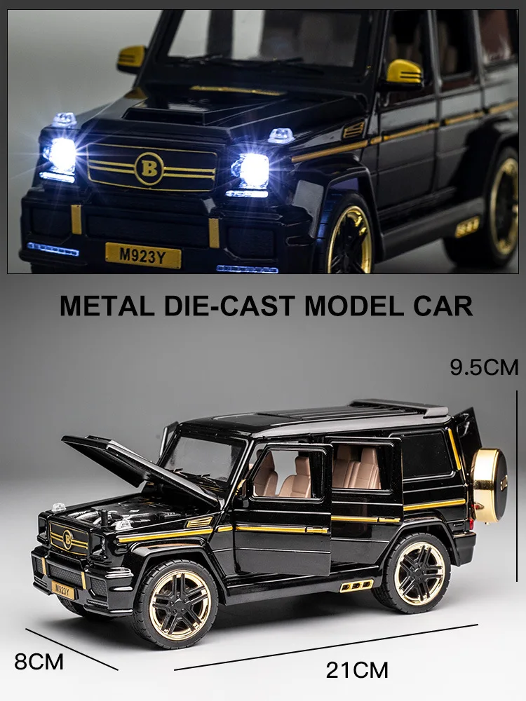 Benz BRABUS G65 reacondicionamiento de Metal fundido a presión, modelo de coche de juguete de alta simulación, vehículo de juguete con sonido y luz, regalos de coche extraíble, 1:24