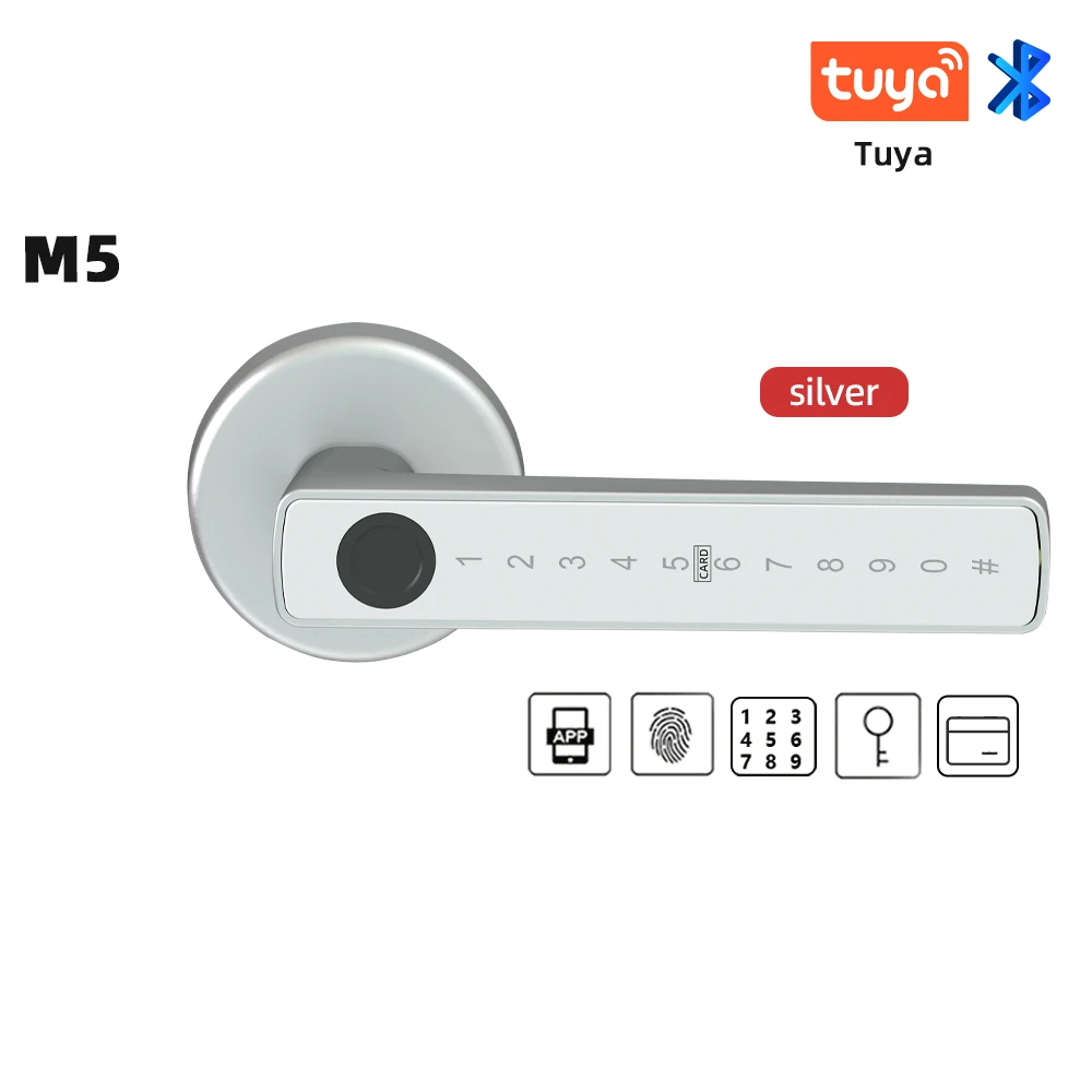 

RAYKUBE M5 Tuya BLE Smart Fingerprint Door Lock Electronic Lock with Password/Key/Tuya APP Unlock Passage Mode From USA. Local