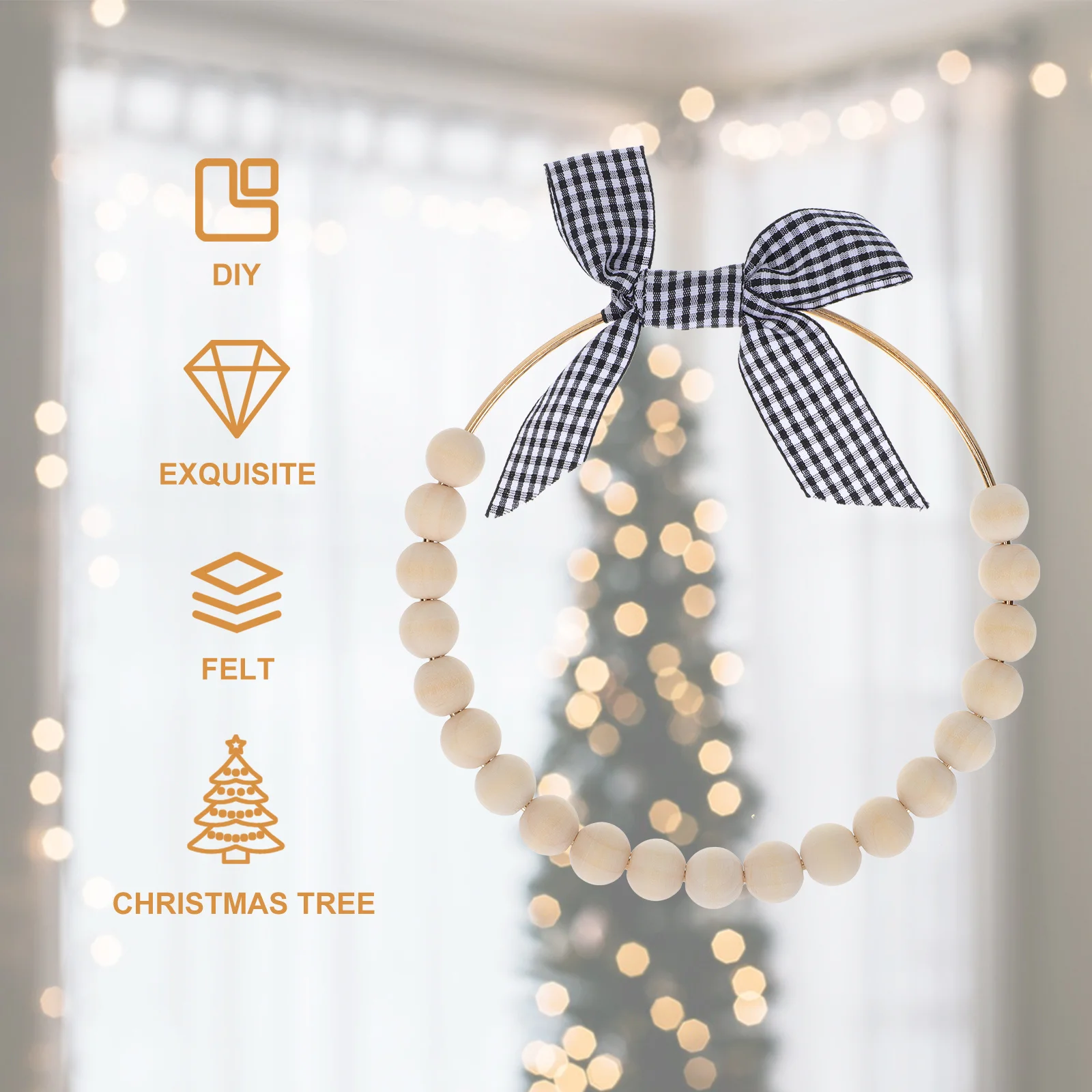 

2pcs Wooden Beads Garlands Hanging Ornaments Black Decorations Festive Home Decoration Gift Lightweight