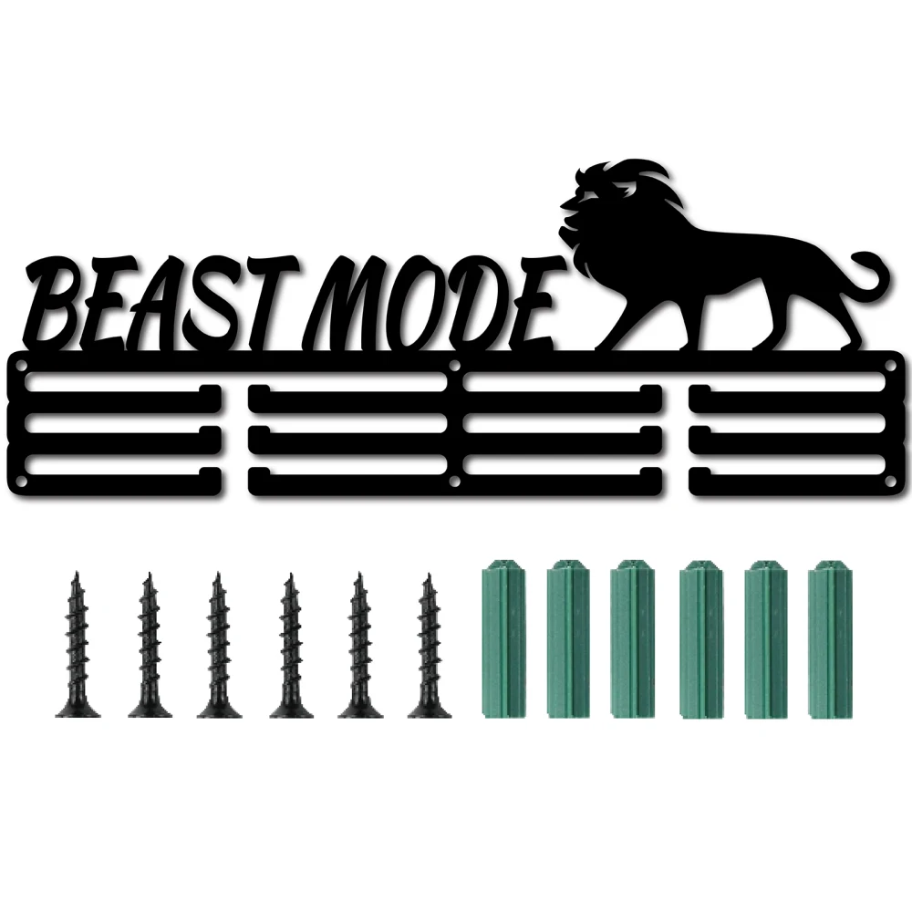 Beast Mode Medal Holder Sport Words Awards Display Lion Stand Wall Rack Mount Hanger Decor for Champions Home Gymnastics Running