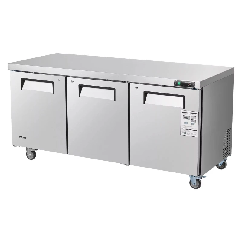 Commercial kitchen countertop freezer LED automatic lighting, lockable