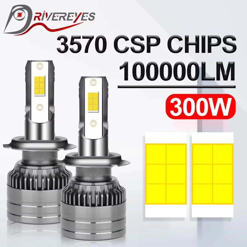 

2PCS H7 LED 100000LM 300W Led H4 H1 H8 H11 H9 9005 HB3 9006 HB4 9012 HIR2 3570 CSP Auto Lights Mini Fog Lamps 4300K 6000K 8000K