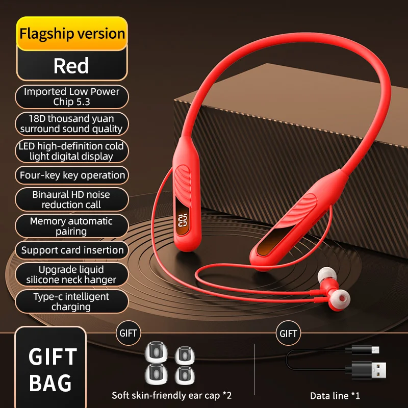 BT8 Draadloze Bluetooth-oortelefoon Koptelefoon Buitensporten Headset V5.3 Displayknopbediening Oordopjes voor muziek