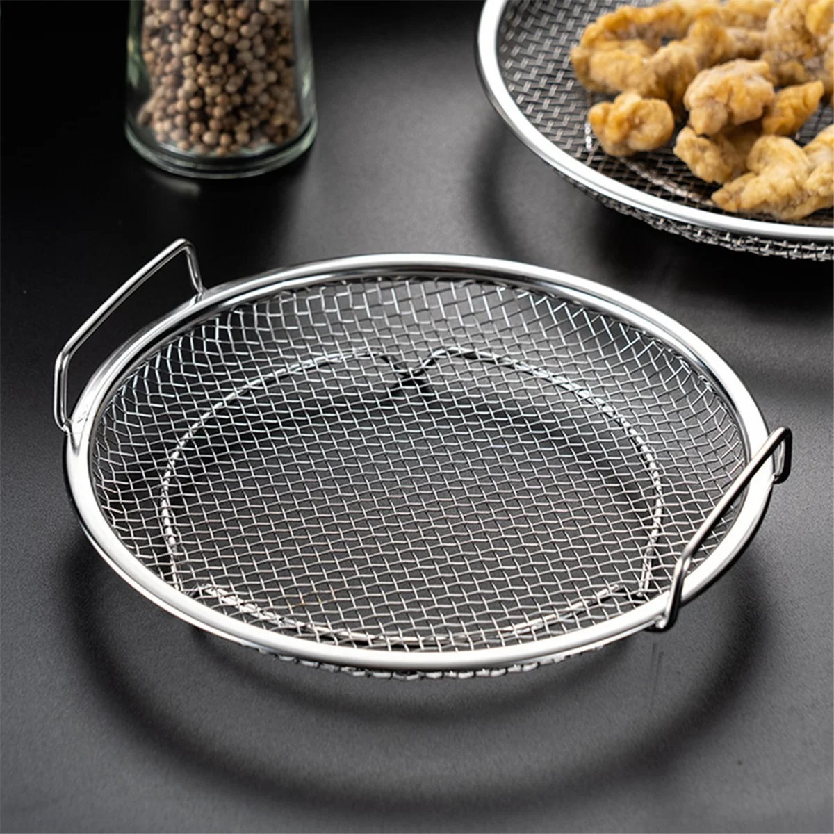 Kitchen Oil Strainer Pan Stainless Steel Frying Oil Strainer Pan Fine Mesh Strainer Basket for Frying BBQ French Fries