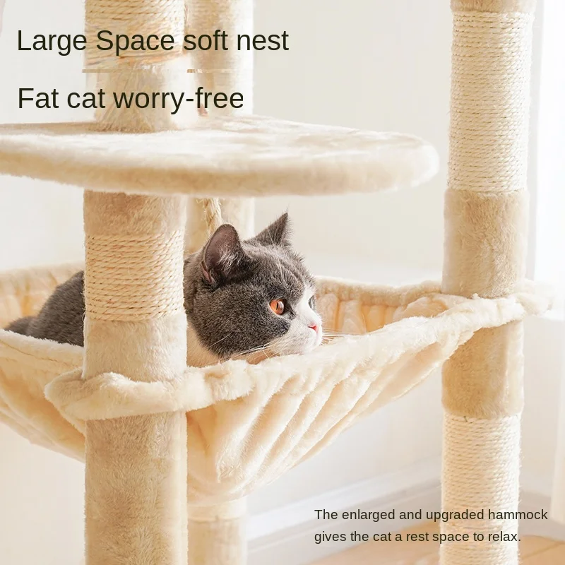 Cat Climbing Frame  Nest  Tree Integrated Scratching Pole Large Climber Four Seasons Universal Non-Occupied Area