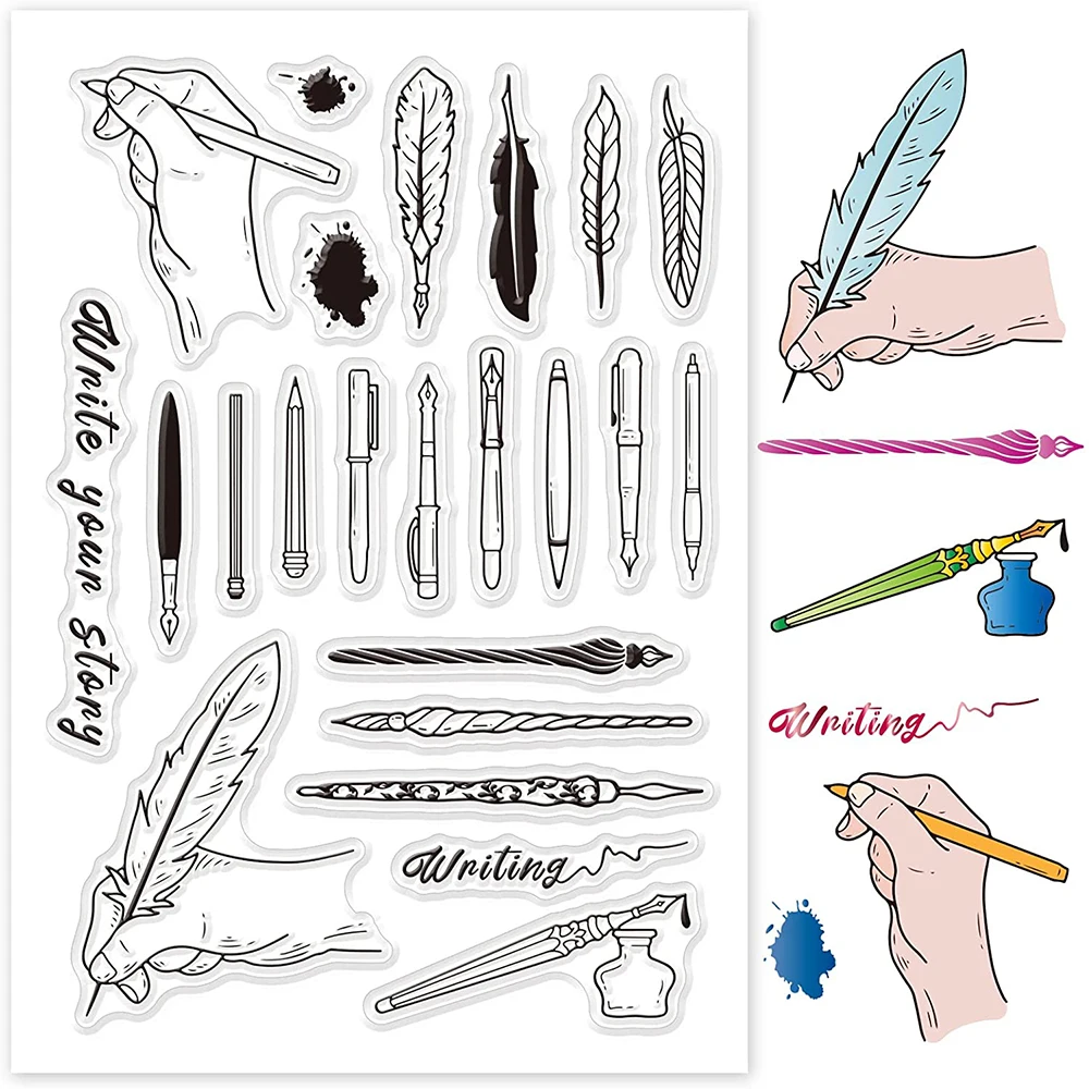 Variety of Pens Clear Stamps Transparent Silicone Stamp Seal for Card Making Decoration and DIY Scrapbooking