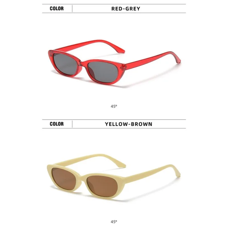 新しいレトロファッション小さなキャットアイサングラス女性眩しい色マリンレンズメガネ人気の衣装装飾メガネ女性