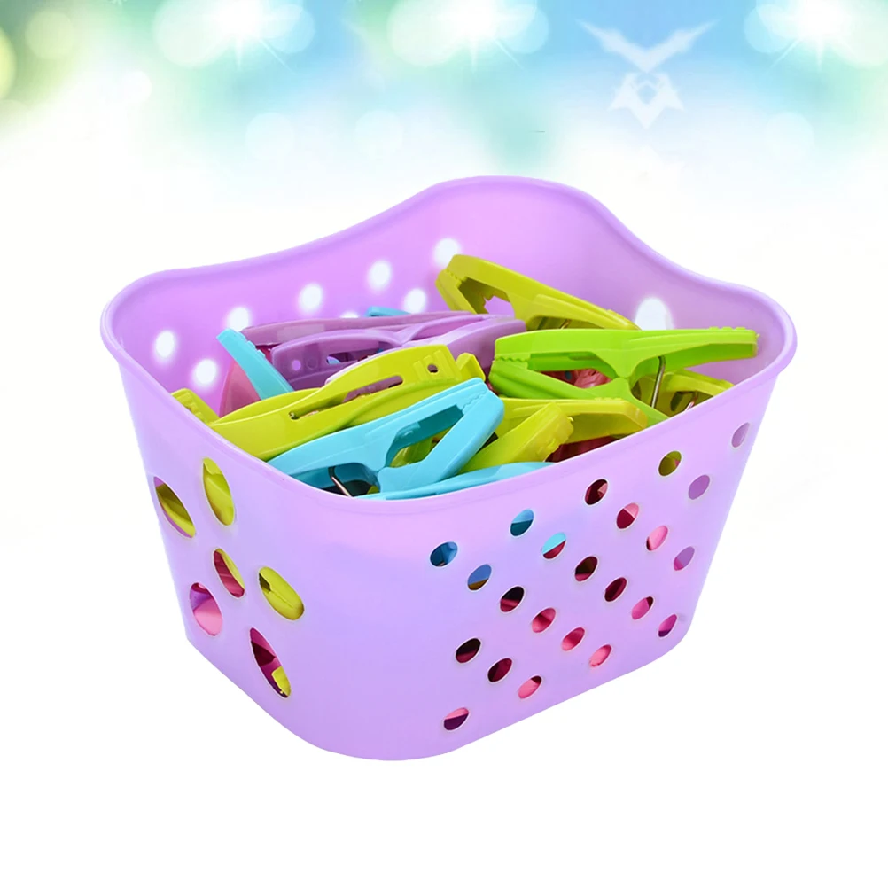 30 قطعة من مشابك الغسيل البلاستيكية شديدة التحمل قوة لقط قوية مع سلة لحفلات الغسيل المعلقة المقاومة للرياح