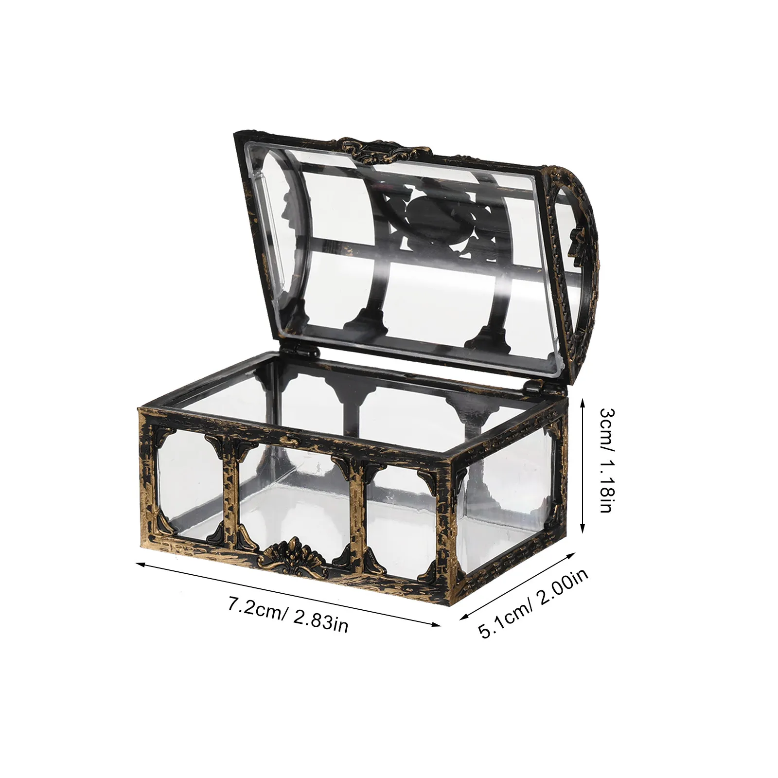 12Pcs Plastic Pirate Gift Boxes Clear Lid Treasure Chest Small Keepsake Storage Box Vintage Party Favor Organizer Candy Holder view 2