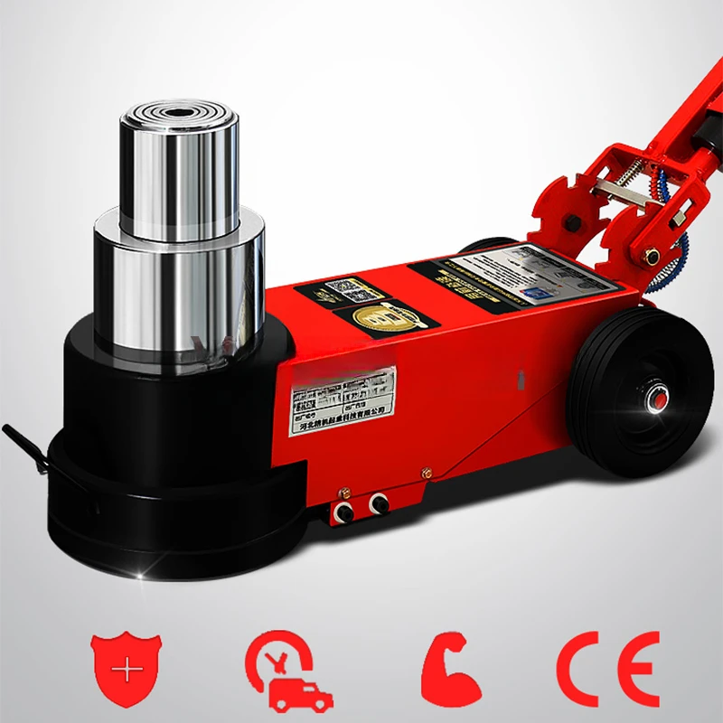 Horizontal Pneumatic Jack for Heavy Truck, Air Lift, Single and Double Folding Lever, Overpressure Protection,30T