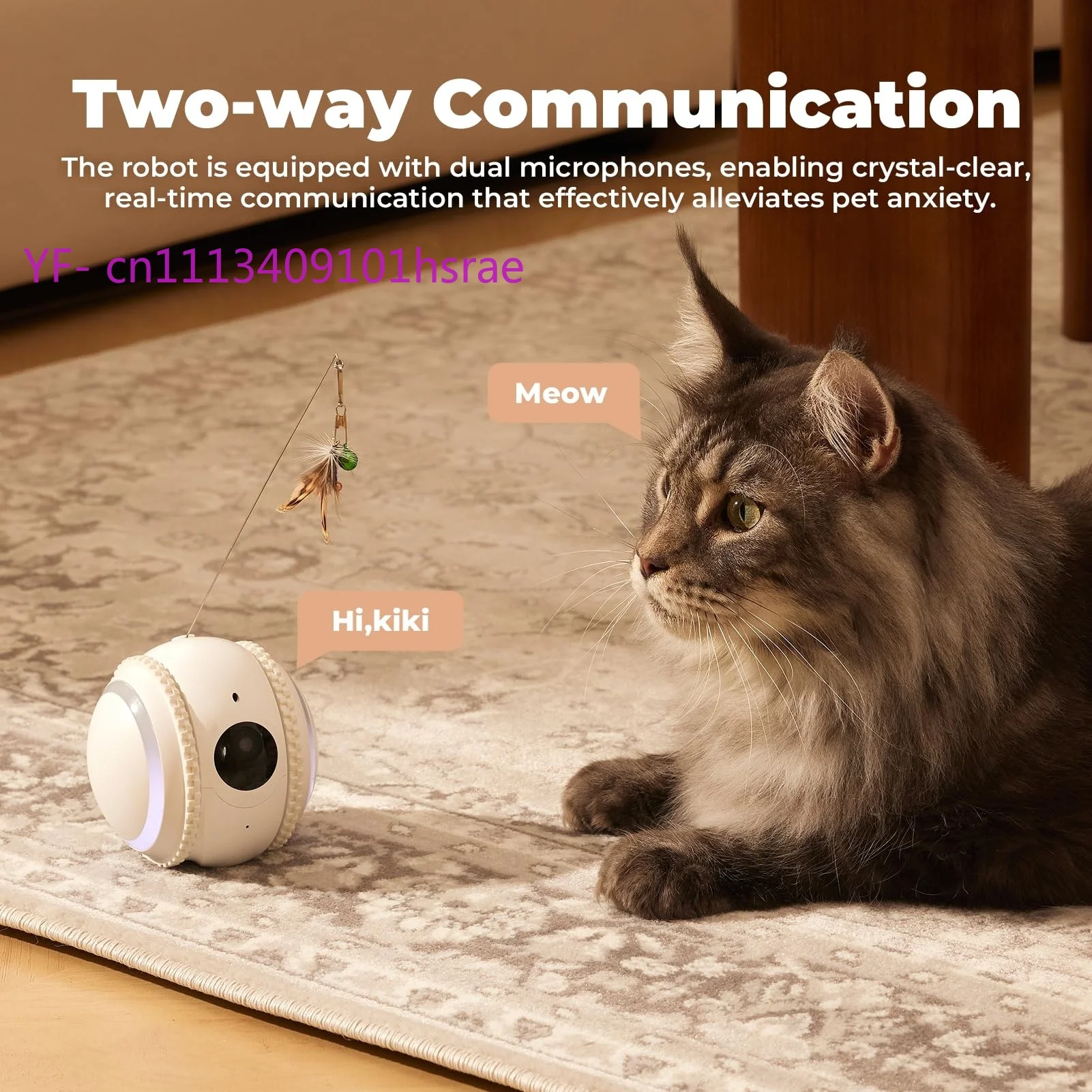 Smart Pet Companion Robot with Camera AI Cat Recognition Remote Teasing Monitor Automatic Rechargeable Pet Robot