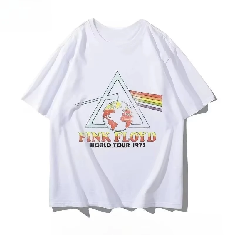 Pink Floyd Graphic Print T-shirt - British Rock Band Pink Floyd Short-sleeved Fashion Women Men Versatile Casual Tee