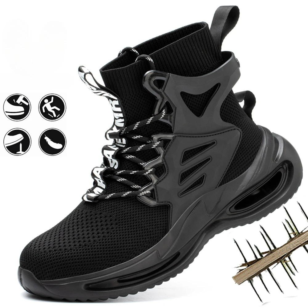 

Large Size 50 Men Work Safety Boots Steel Toe Shoes Safety Boots Anti-smash Anti-puncture Work Sneakers Indestructible Shoes New