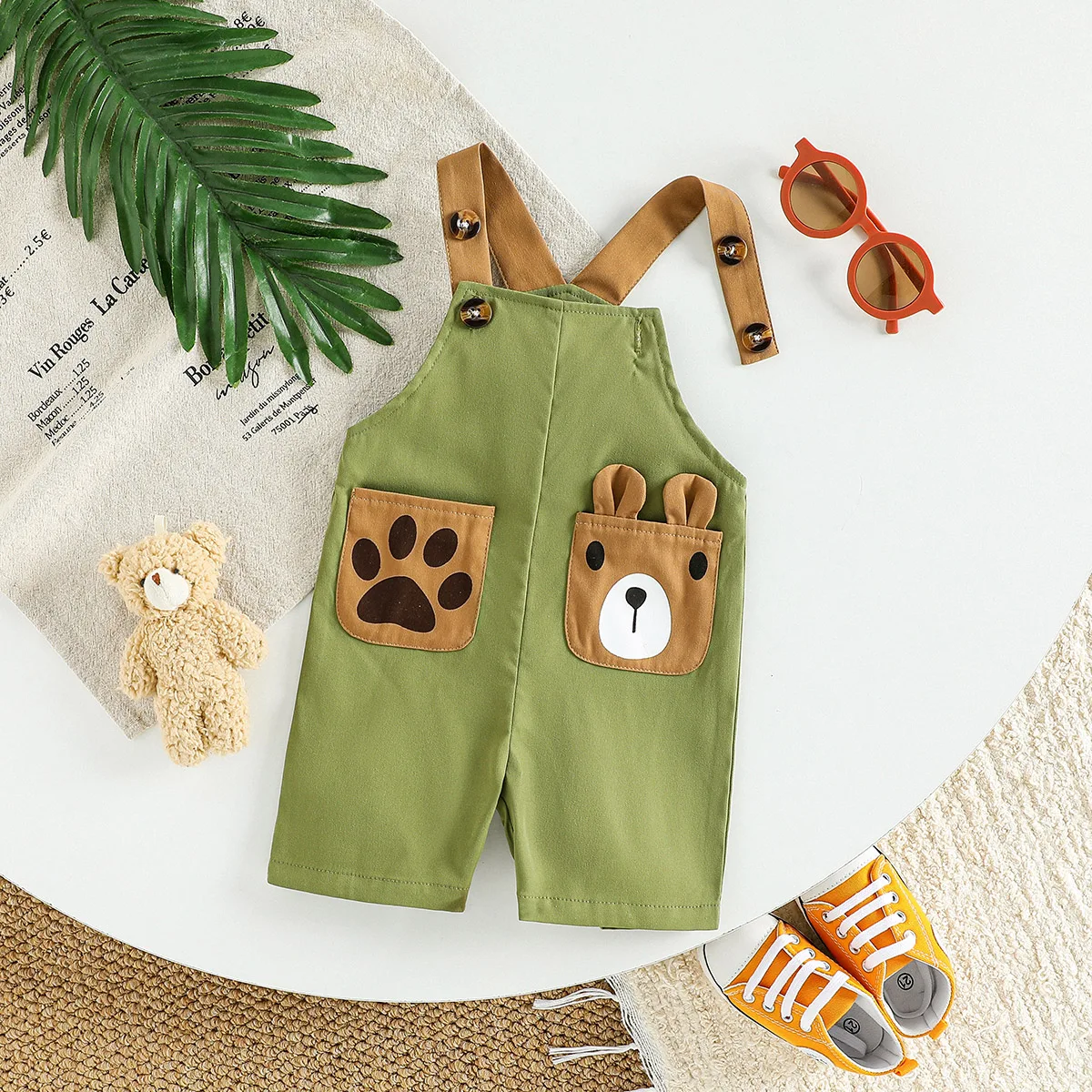 2025 Sunner Sleeveless Unisex Baby Suspender Pants Jumpsuit With Buttons Cartoon Cute Overalls For Toddler Boys And Girls  1-3Y