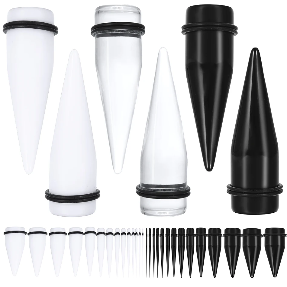 2 sztuk/partia akrylowy kolczyk Taper Flesh tunel kolczyki Piercing nosze Expander rozciąganie wtyczka biżuteria do ciała 1.6 MM-20 MM