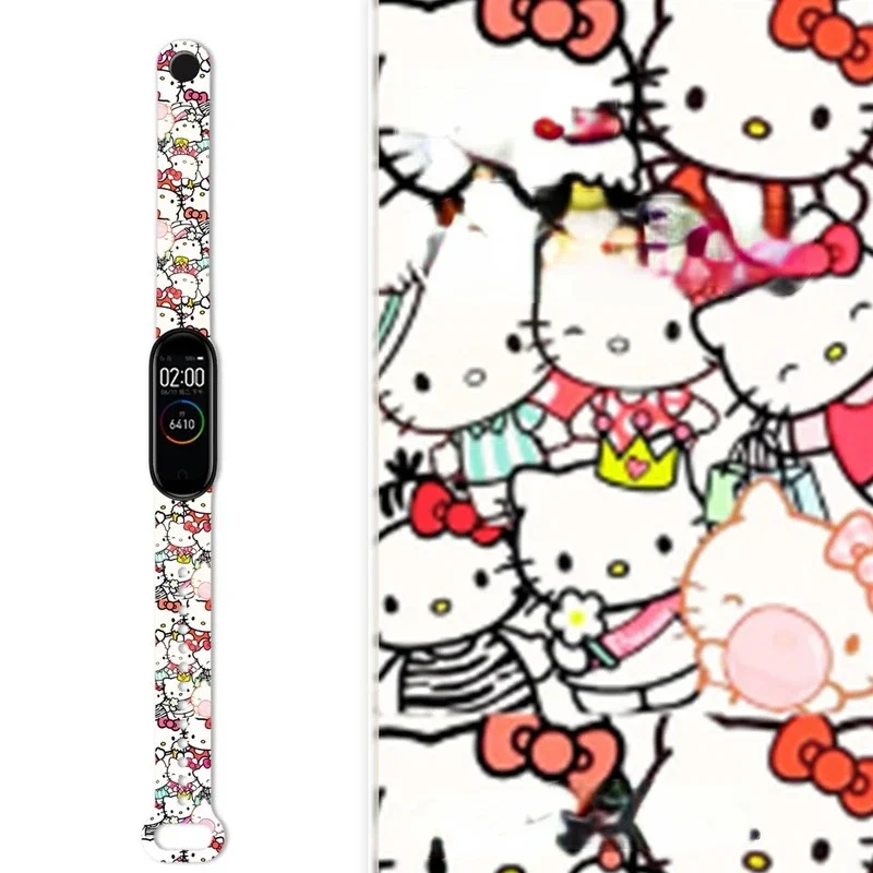 Hello Kitty Anime Cartoon Strap for Mi Band 7 6 5 4 3  Bracelet Strap New Correa for Xiao Miband 7 Strap Smart Watch Wrist Women