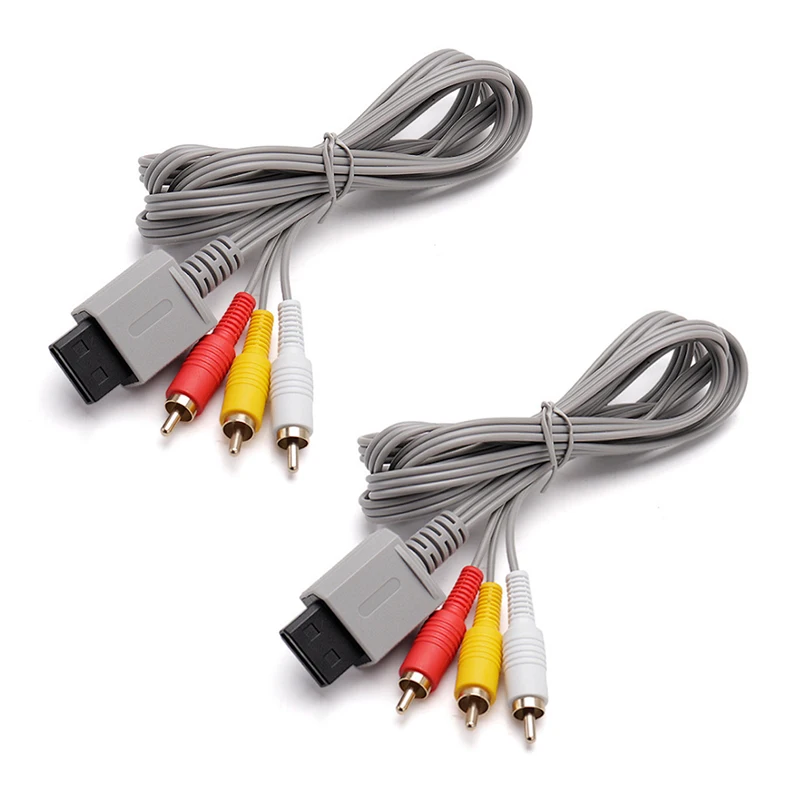 

2pc 1.8m 3 RCA Cable for Nintendo Wii controller Console Audio Video AV Cable Composite 480p Gold-plated 3RCA for Cable cord
