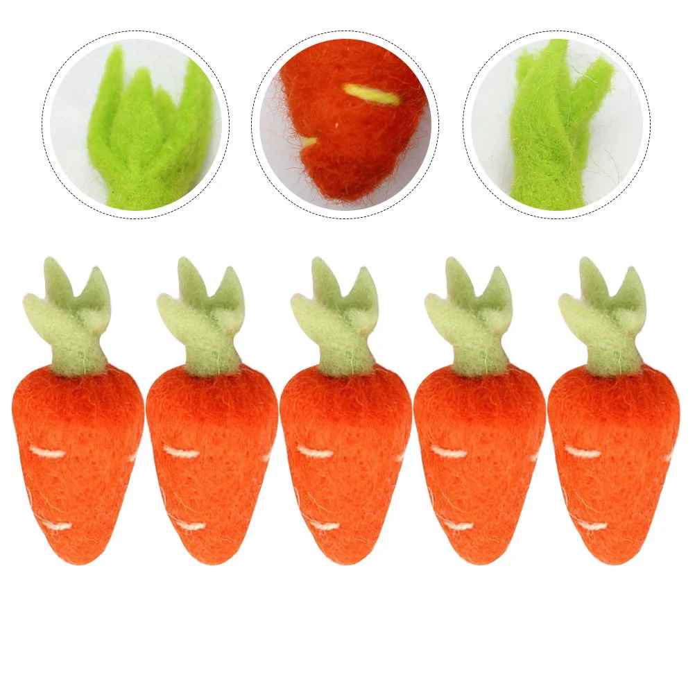 5 ชิ้น Felted หัวไชเท้าลูกปัดมินิแครอทแครอท DIY ขนสัตว์ Headdress วัสดุตกแต่ง Decors Hairpin เด็ก