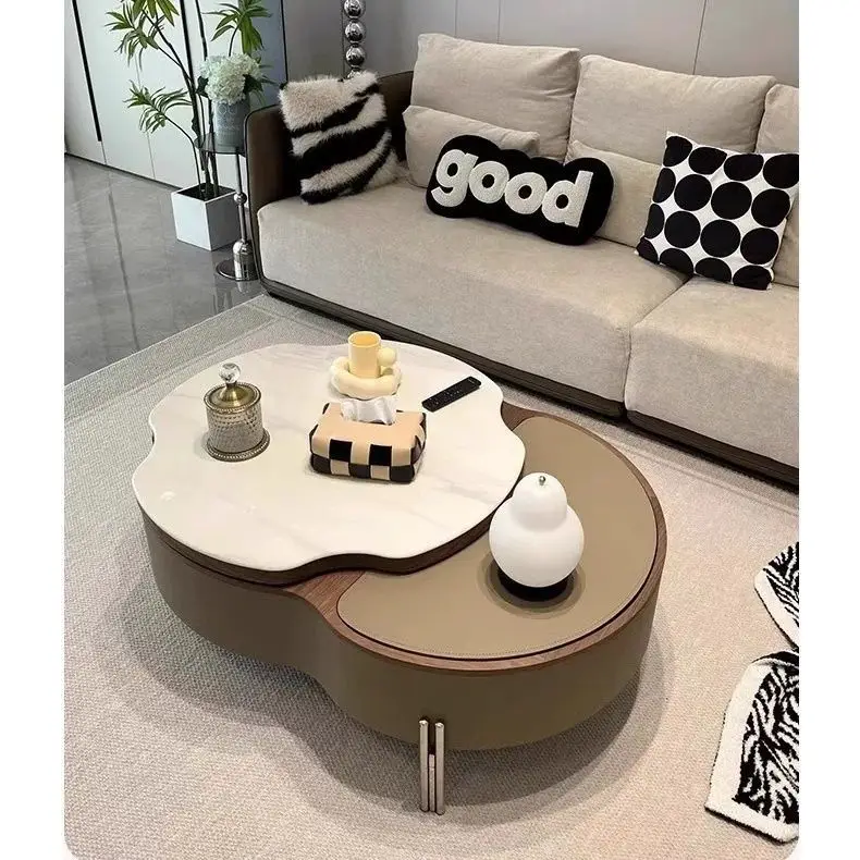 الغيوم ترفع وتدوير، حجر البتلة الجريزوفولفين، طاولة قهوة بسيطة من جلد السرج