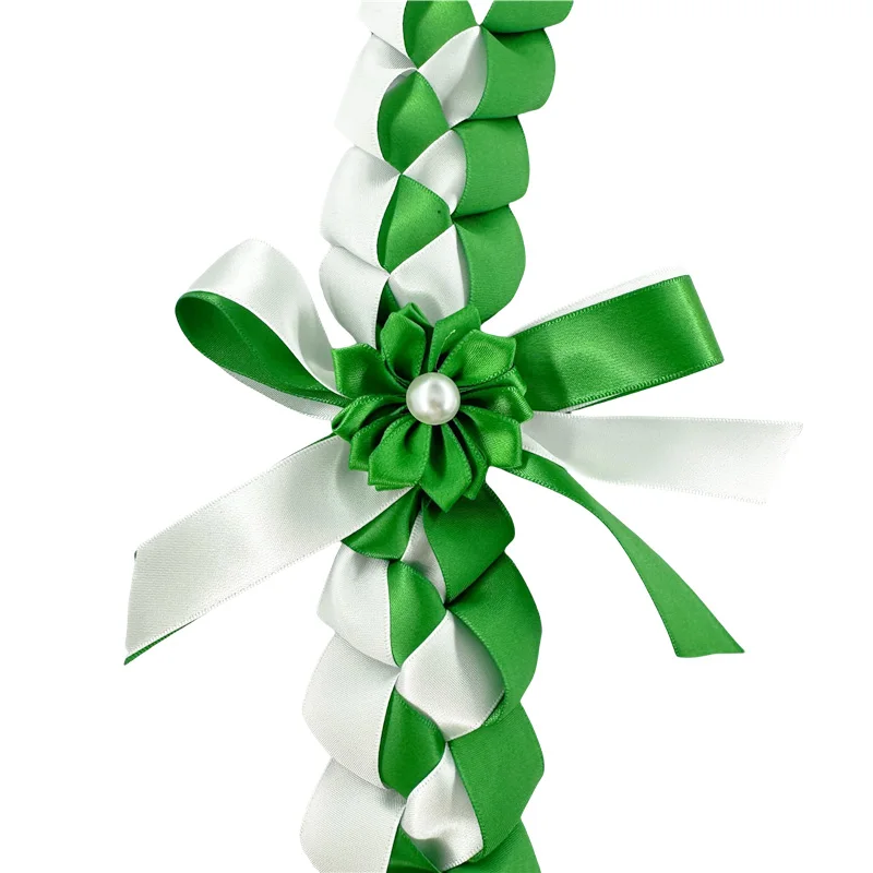 2025 hand woven ribbon lei, embellished with USD pattern flowers suitable for student graduation ceremonies or parties