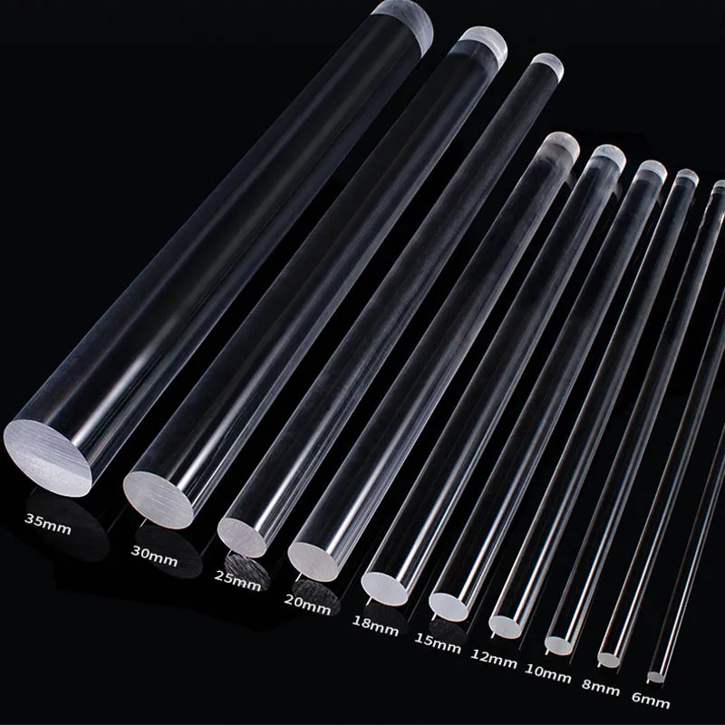 1Pc Transparent Organic Glass Rod Acrylic PMMA Solid Round Rods Diameter 2~20mm Crystal Column Light Guide Rod Length 100~300mm