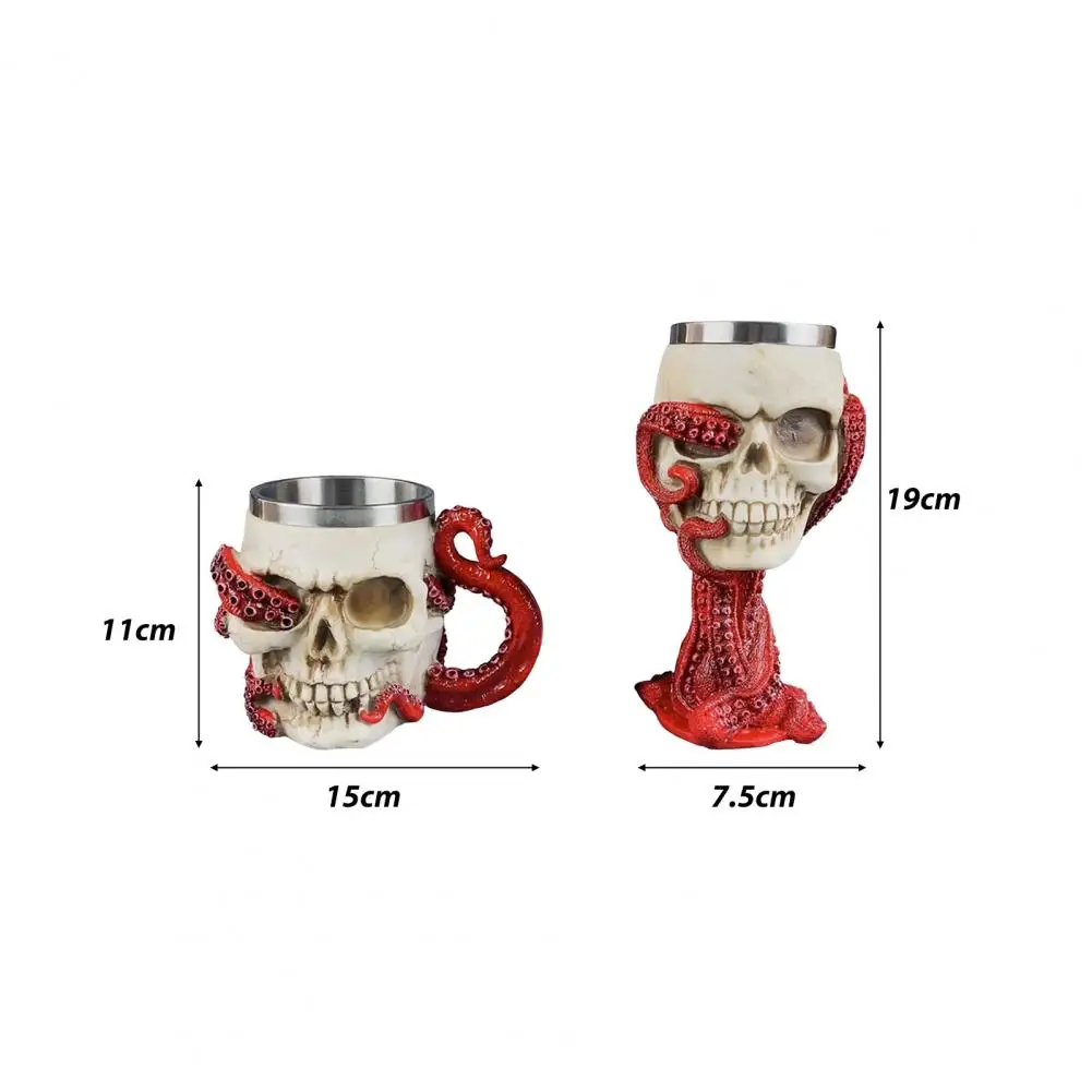 Halloween Whisky Shot Glasses Novelty Skull Beer Mug with Realistic Octopus Tentacles Stainless Steel Drinking Cup Halloween