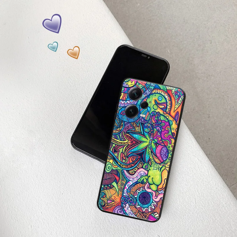 Abstact Trippy Psychedelic Art Phone Case for Xiaomi 12 Pro 12x 12t 13 Redmi Note13 13c 12s 12c Note12 Shell Black Cases Cover