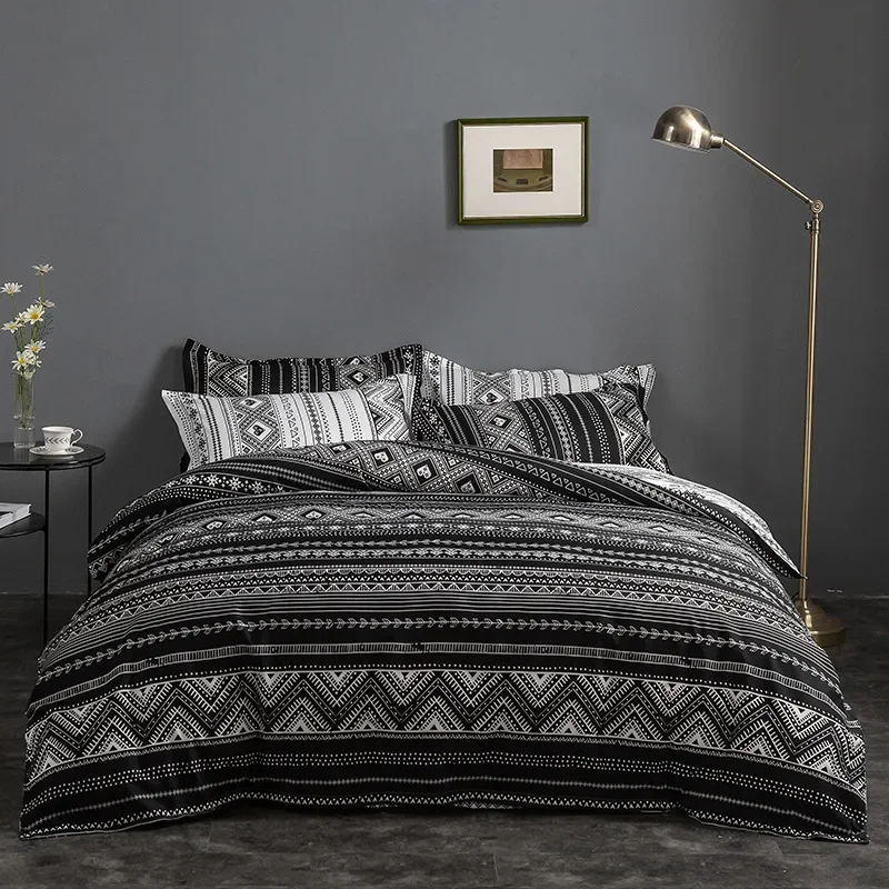 

British exclusive, three or four-piece set, bohemian duvet set three-piece set, printed bedding