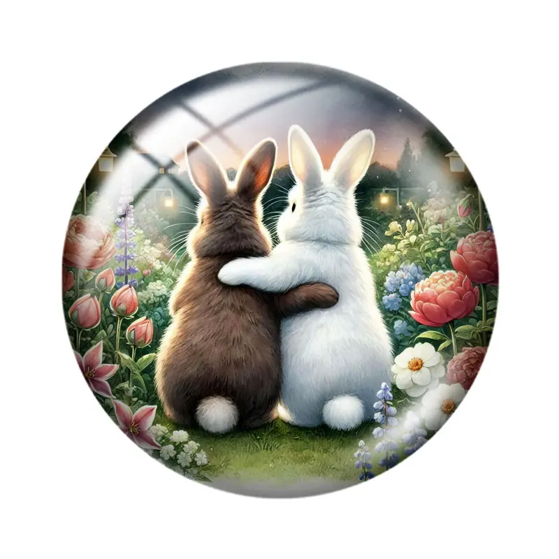 Bunnies at Twilight  12mm/18mm/20mm/25mm glass cabochon  bracelet pendant rings for jewelry demo earrings back Making findings