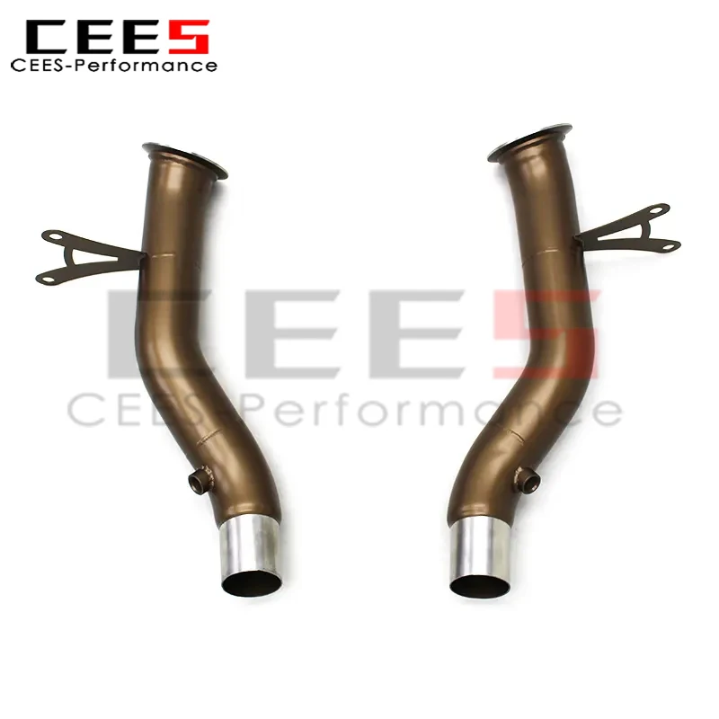 أنابيب عادم cees Downpipe لسيارة فيراري 458 SP/Speciale/458SC 2014-2016 مع أنظمة عادم محفزة على شكل أنبوب سفلي