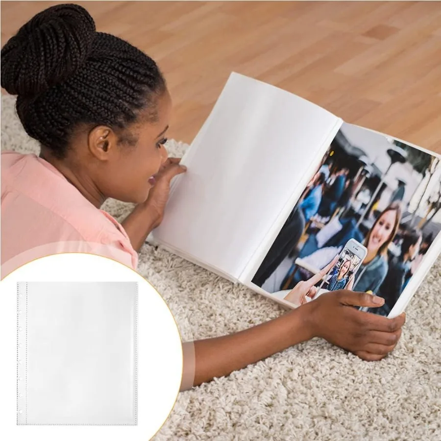 25 Pack Photo Album Refill Sheets Photo Sleeve Inserts for 50 Photos Photo Sleeves 5x7 7 Ring Binder Photo Pockets Each Photo P