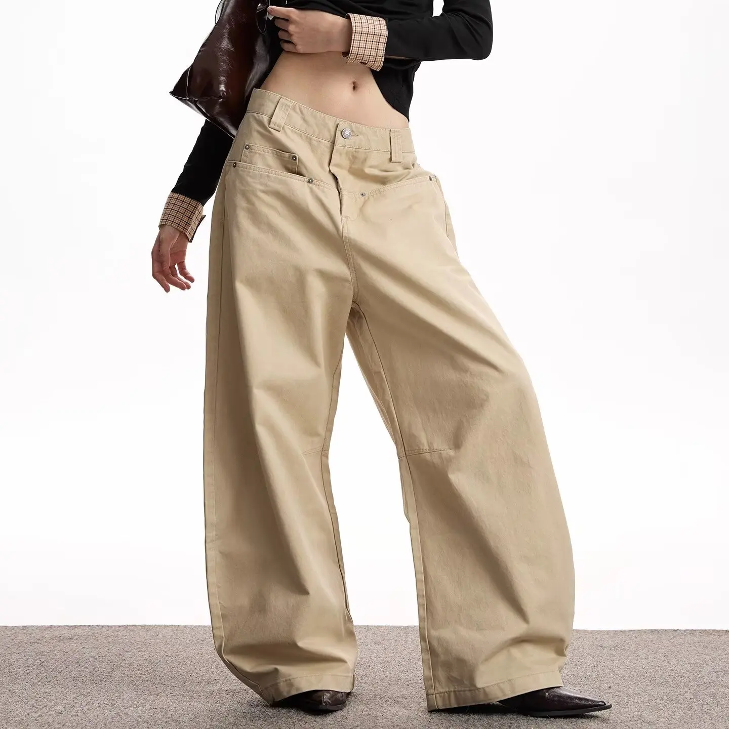 Y2K جينز واسع الساق للنساء عالي الخصر فضفاض أمريكي ريترو مستقيم سروال خريف وشتاء #5