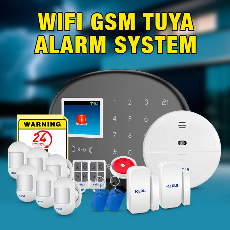 

KERUI Wireless Home Alarm System 433mhz Security Alarm System Smart Life Tuya Burglar Alarm with Door/Window Sensor W202