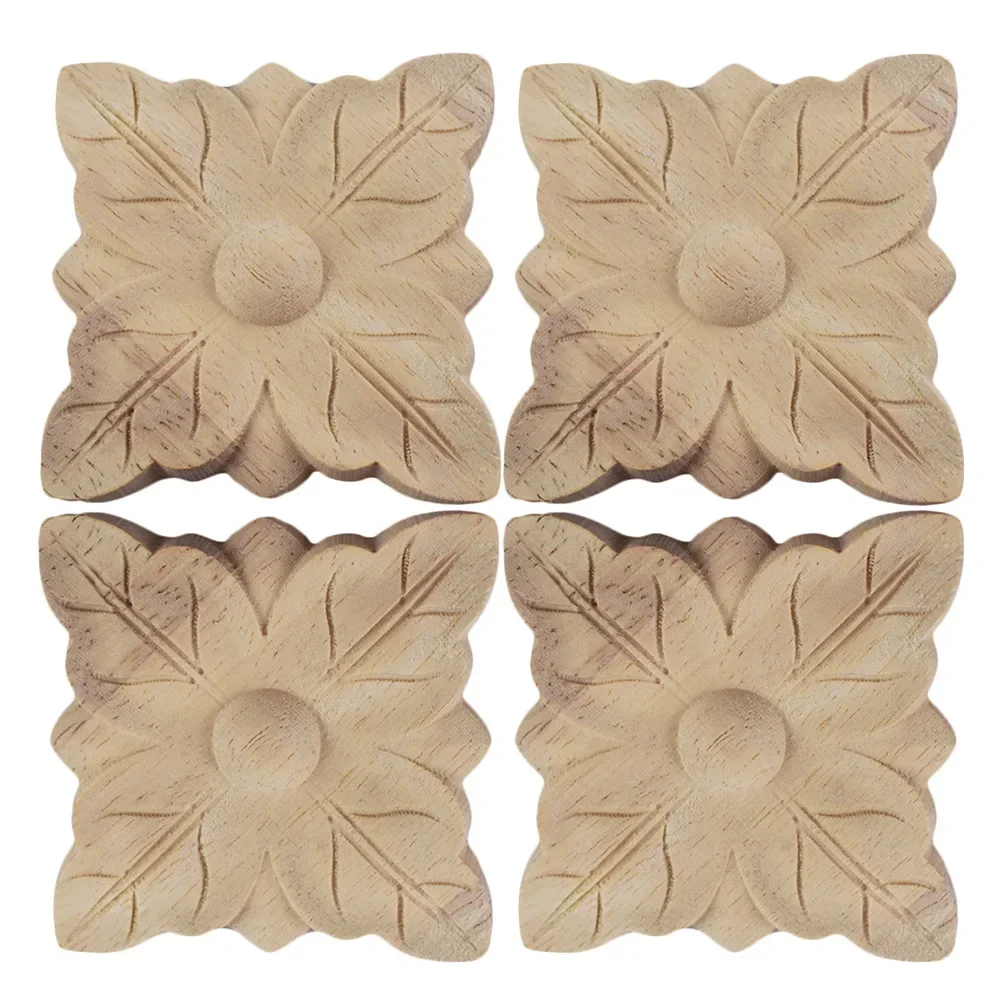10PCS Unpainted Wood Color Decal Applique Furniture Square Box Shavings Home Decoration Accessories Craft Furniture Accessories