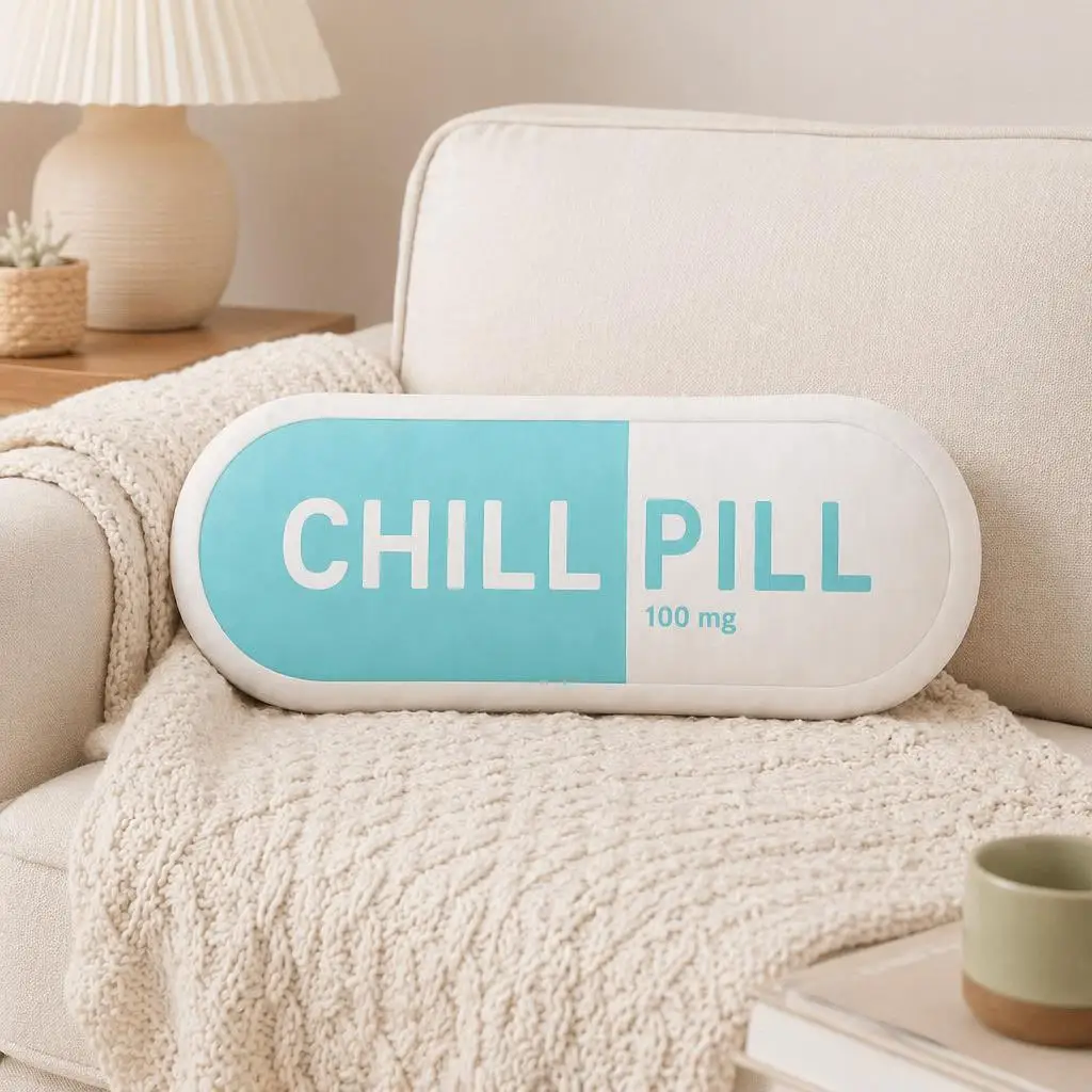 Chill Pill Pillow, Preppy Pillows, Funky Plush Pillow Cushion Irregular Stuffed Throw Pillow Home Decor Gift Sofa Bed
