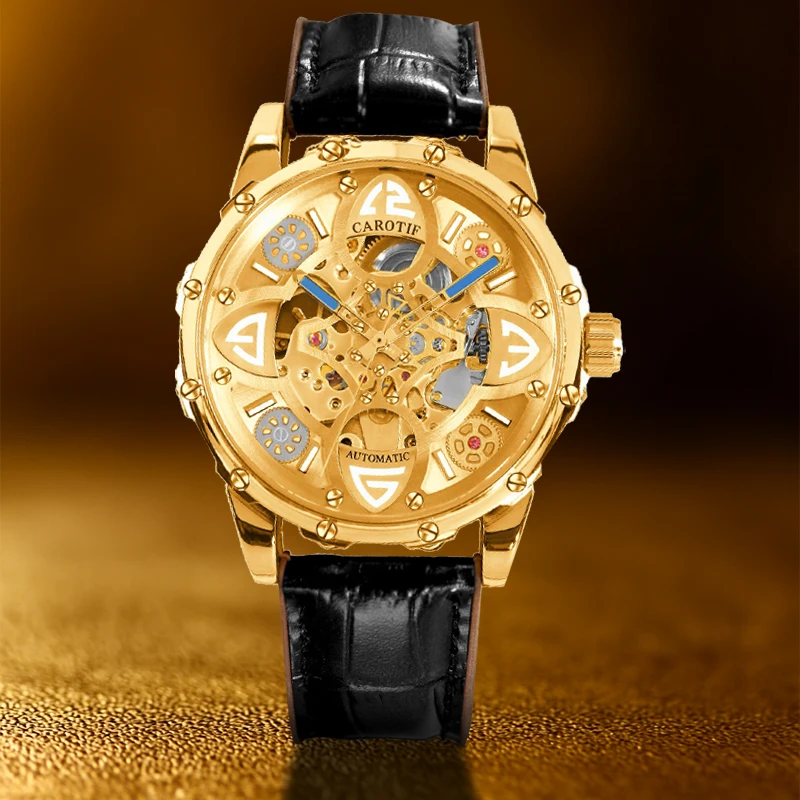 

A men's black belt business luxury maple leaf automatic tourbillon mechanical watch