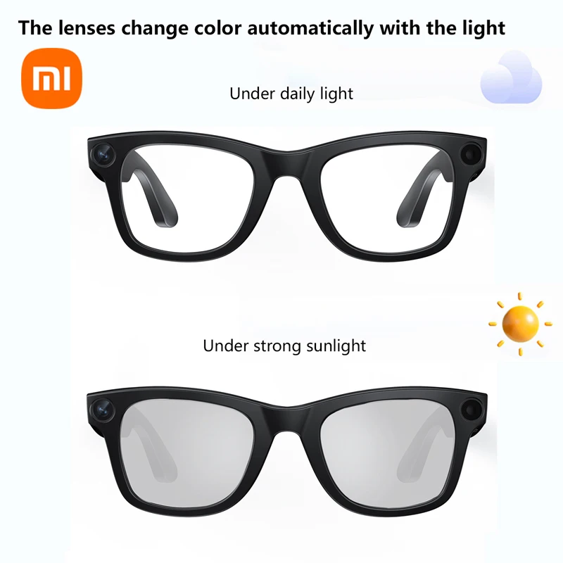 Xiaomi MIJIA HD Camera AI Smart Glasses Call Play Video Audio Recording Noise Reduction Headset Touch Bluetooth Sunglasses 2025
