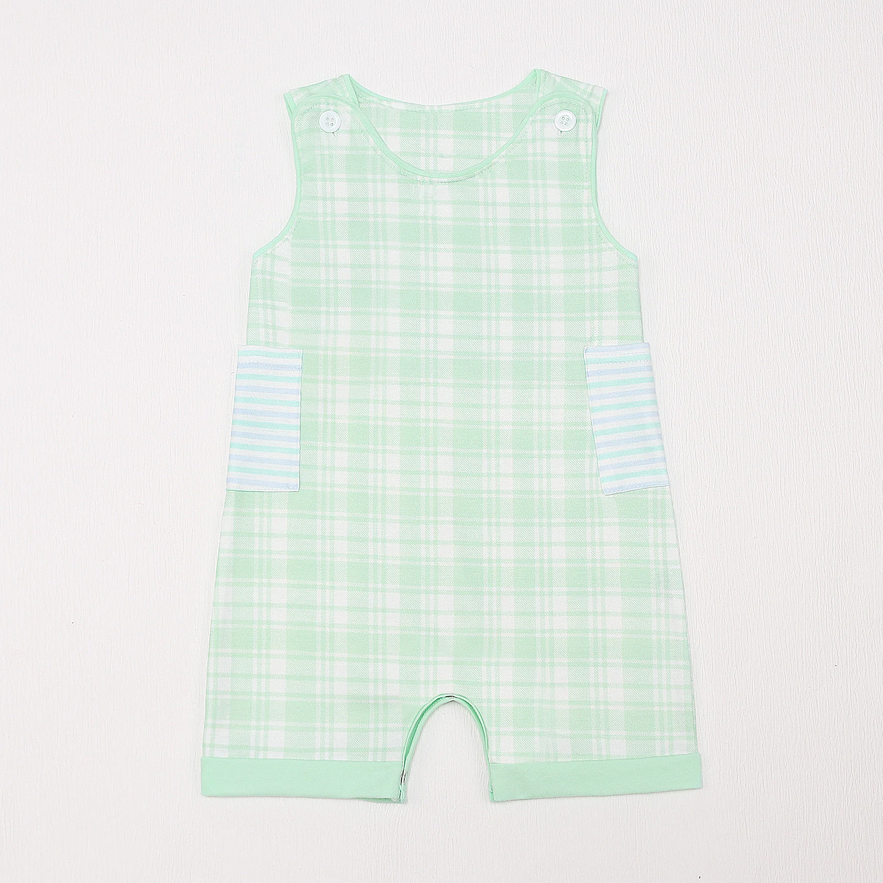 

Mint Pocket Jumpsuit Baby Boy Clothes Green Lattices Bubble Infant Bebes Romper 0-3T Short Autumn Bodysuit Casual Wear Outfit