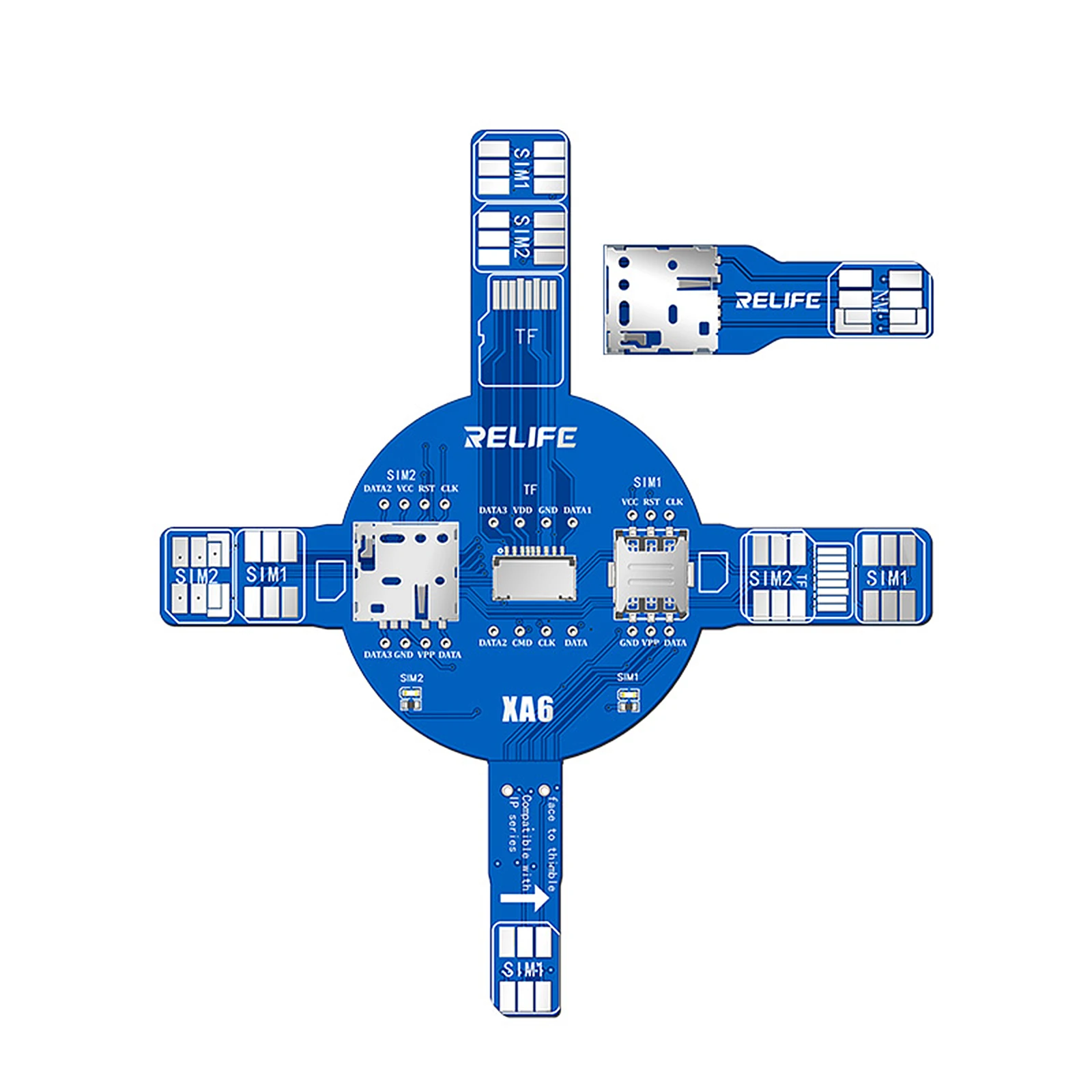 

RELIFE XA6 Dual Card Signal Test Board SIM TF NM Card Reader No Disassembly Quick Fault Detection Tool for iPhone Android Repair