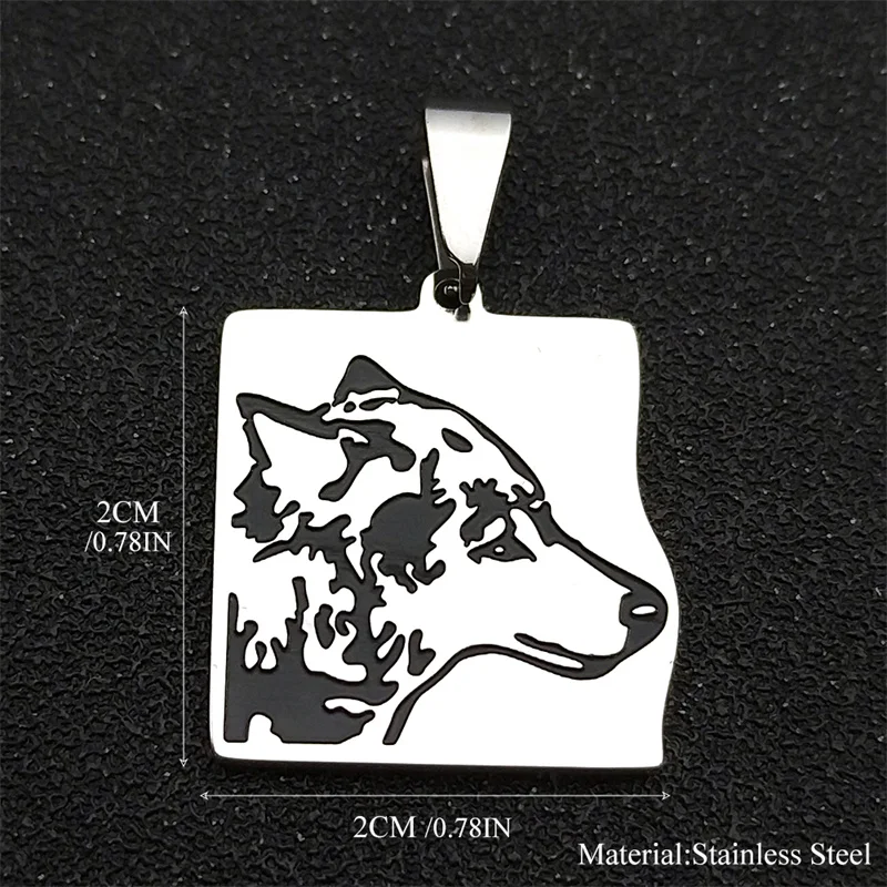 5PCS Spotted dog Wolf Head pendant for Women Men Stainless Steel Silver Color Making DIY Jewelry Gift Making DIY Necklace Craft