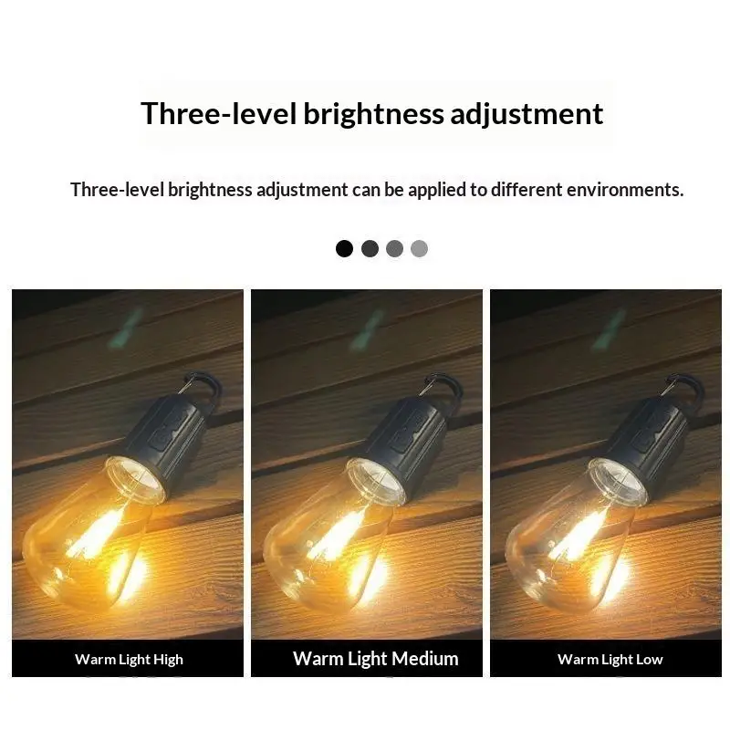 Solar Camping Light Bulb USB Rechargeable Waterproof Hanging Tent Lamp for Mountaineering Expedition Outdoor Use