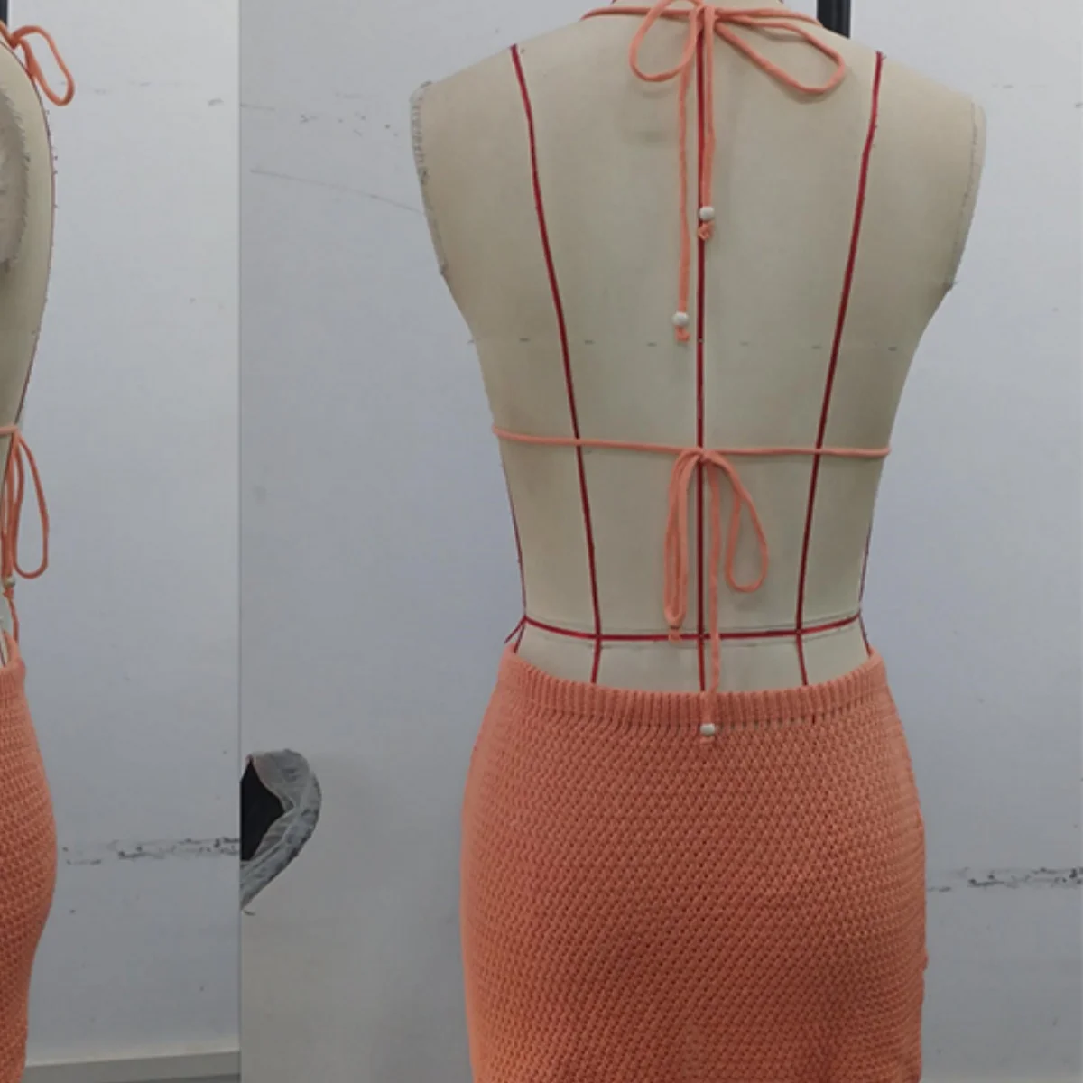 النساء Y2K 2 قطعة الكروشيه متماسكة تنورة مجموعة الجوف خارج كامي عالية الخصر التنانير الصغيرة ثلاثية الأبعاد زهرة التستر بحر #3